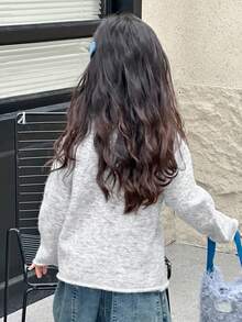 DAZY Young Girl Casual Versatile Crew Neck Sweater, Autumn/Winter - Grey - View 5