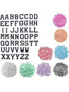 52 miếng vá ủi hình chữ cái 3,8cm/1,5 inch cho quần áo, miếng vá chữ cái A-Z, miếng vá sửa chữa tên tự làm - Nhiều màu - Xem 1