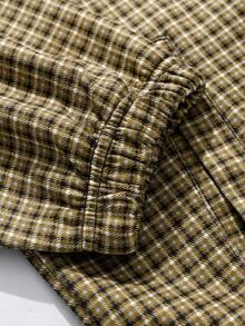 ROMWE MEN Men's Casual Plaid Zip-Up Hoodie, Spring/Autumn - Brown - View 6