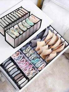 3pcs Black Underwear Compartment Storage Bag, Drawer Style Storage Box For Storing Socks Decorations Decor Festival Decor Room Decor Home Decor - Black and White - View 6