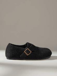 Solecia 女士休闲搭扣设计平底乐福鞋 - 黑色 - 查看 1