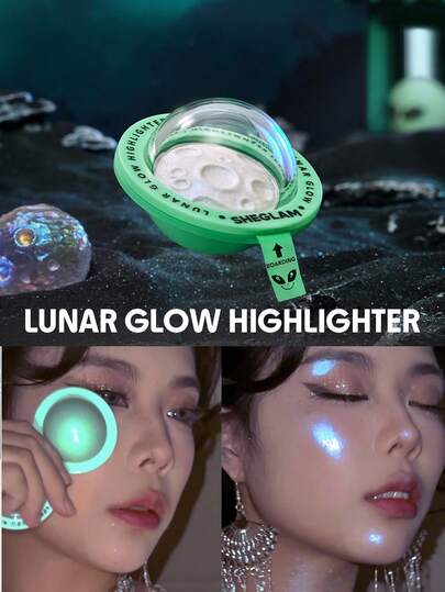SHEGLAM Lunar Glow Highlighter Multi-Dimensional Shine Highlighter Puder Högglansfinish Blågrön Reflekterande Glans Multifunktionell Glow Ansiktsmakeup Lila Goth Highlighter Märkesskönhetsmakeup Ansiktsfärg Kosmetika För Kvinnor Flickor Perfekt För Vintern Idealisk För Y2K Fancy Fashion Lämplig För Födelsedag Julklapp Festklar Bästa Färg
