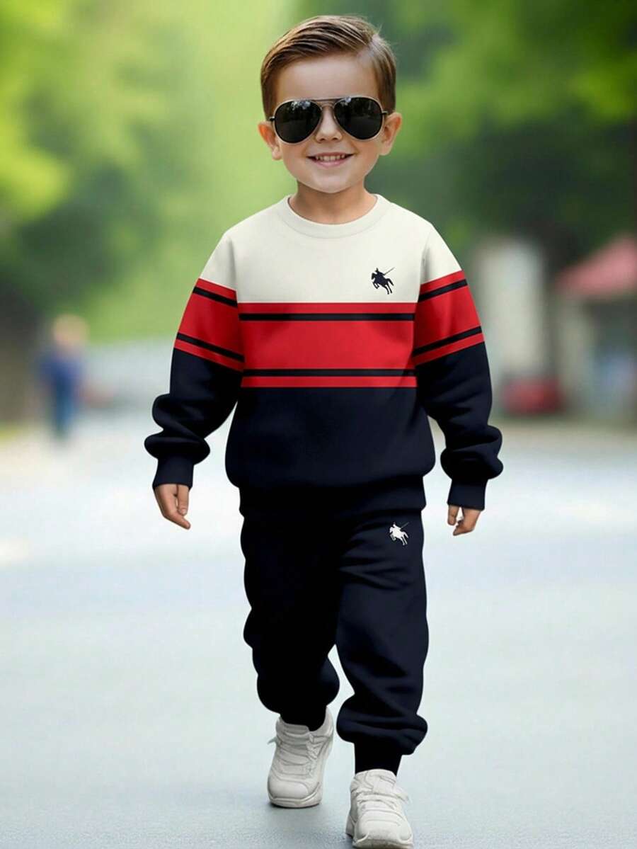 SHEIN 2 Stücke/Set Jungen Lässig Loose Comfortable College Stil, Pferde ...