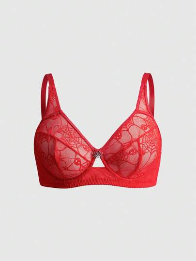 Soutien-gorge à armatures avec pendentif gothique grande taille, toile d'araignée, chauve-souris en métal