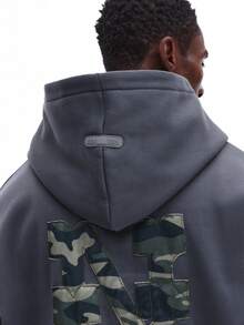 SUMWON Oversized Camouflage Print Pullover Hoodie With Drawstring Hood And Centre Pocket For Casual Winter Street Style