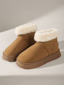 Solecia Giày bốt đi tuyết đế dày thường ngày cho nữ, có lớp lót giữ nhiệt cho mùa đông - màu nâu - Xem 3