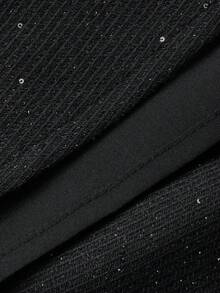 Livesso Elegant Black Sequin Embellished Skirt, Suitable For New Year, Christmas, Wedding, Party, Formal Occasions, Autumn/Winter - Black - View 8