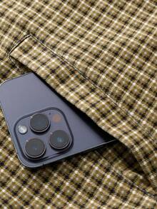 ROMWE MEN Men's Casual Plaid Zip-Up Hoodie, Spring/Autumn - Brown - View 5