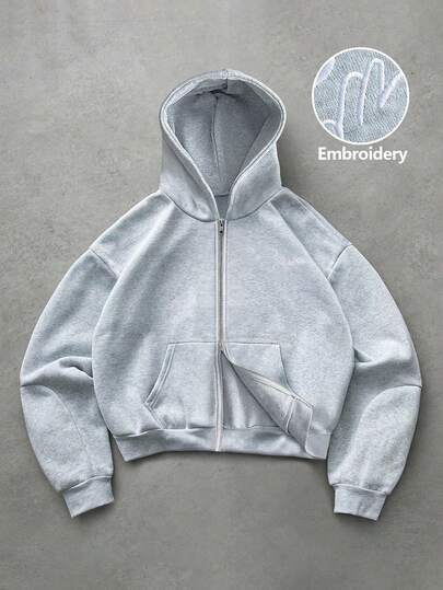 PAVTROS 男士基础款休闲连帽开衫，高品质刺绣，秋季拳击外套，适合日常穿着、外出、上学、聚会、音乐节等场合。