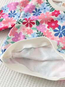 Cozy Pixies Áo nỉ chui đầu cổ tròn tay dài in họa tiết hoa cho bé gái, áo nỉ chui đầu dày lót nhiệt - Hồng - Xem 7