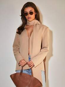 COSMINA Women's Casual Khaki Color Blazer Jacket, Suitable For Commuting, Autumn - Apricot - View 5