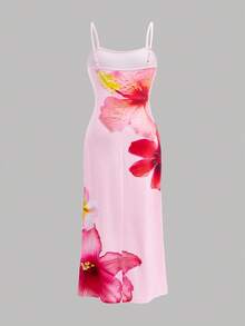 Travachic KIDS Travachic KIDS Tween Girls Floral Print Snug Fit Comfortable Casual Sling Dress - Pink - View 2