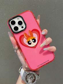 THE POWERPUFF GIRLS X SHEIN A Powerpuff Girls Transparent Minimalist Soft-Shell Cartoon Series Phone Case Compatible With IPhone 17/13/14/15/16 Pro, Original Hand-Painted Soft-Shell With Anti-Drop Design, Gift For Girlfriend For Holidays - Multicolor - View 3