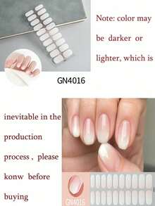 20/40指渐变粉指甲油贴纸，全覆盖美甲贴纸，闪亮全覆盖美甲贴纸 - 女士自粘美甲贴纸 - 易于使用且持久耐用的美甲贴片，DIY美甲装饰，适合节日装饰 - 彩色 - 查看 3