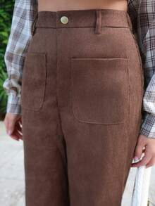 Durrani Popal High Waisted Straight-Leg Pants - Brown - View 3