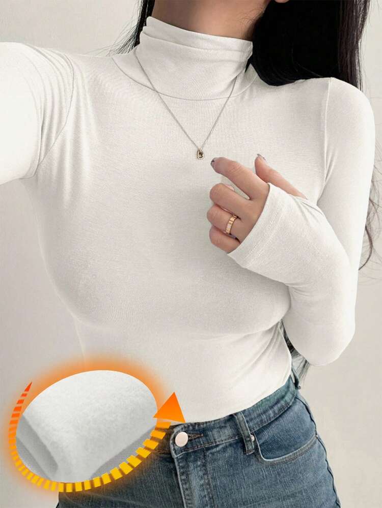 Women's Turtleneck Long Sleeve Base Layer T-Shirt, Black, Spring/Summer/Autumn