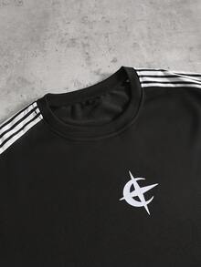 Manfinity Roghcode 男士休闲圆领长袖月亮星星印花卫衣，街头风，宽松版型，男士，情侣款，图案，我爱我的男朋友，朋友，情侣装，男朋友 - 黑色 - 查看 4