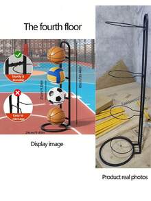 Multi-Layer Basketball, Football, Volleyball Ball Storage Rack, Suitable For Home, Living Room, Bedroom, Garage, Ball Organization And Storage Shelf(You Need To Assemble The Frame Yourself When Purchasing) - Black - View 9