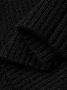 FRIFUL Women's Casual Solid Color Hollow Out Stand Collar Sweater, Autumn/Winter - Black - View 7