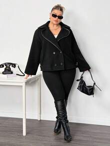 Truni Damen Jacke in Große Größen aus Teddyfell und Lammwolle mit Langarm für Winter, Herbst - Schwarz - Übersicht 6