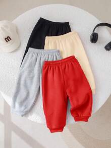 SHEIN Baby Girl Solid Color Knit Casual Versatile Leggings, Suitable For Autumn/Winter - Multicolor - View 2