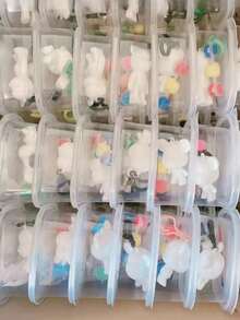 1pc Bear-Shaped Keychain, Children Diy Painting Material Kit, Creative Bear Toy - White - View 9