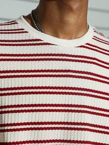 PAVTROS 男士条纹印花圆领休闲百搭短袖T恤 - 彩色 - 查看 5