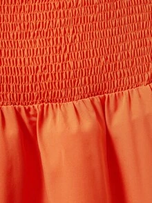 SHEIN Tween Girls Solid Color Hollow Long Vacation Casual Dress - Burnt Orange - View 4