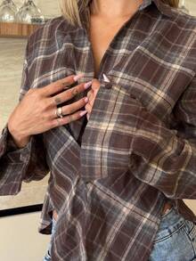 Mélanie ORL 女式扭纹前低领格子上衣 - 淺藍色 - 查看 3