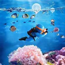 潜水员造型水族箱摆件，艺术装饰品，迷你潜水员模型，鱼缸创意造景配件 - 彩色 - 查看 7
