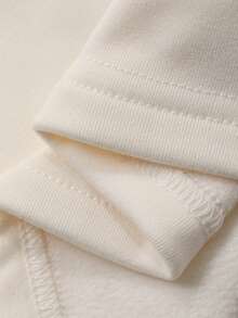 FRIFUL Women's Solid Color Round Neck Raglan Long Sleeve Casual Versatile Fleece T-Shirt - White - View 4