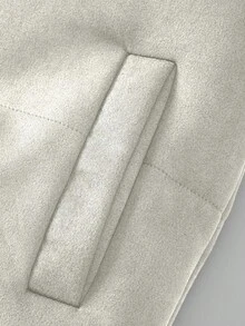 PAVTROS 男士简约字母印花前拉链长袖休闲夹克，秋季男装，男士冬季外套，纯色加绒保暖冬装 - 米色 - 查看 5