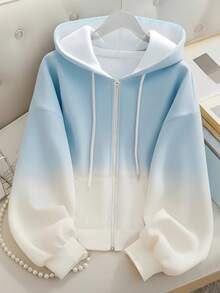 Resyla Y2K Ombre Plus Size Women Hooded Long Sleeve Cardigan Jacket