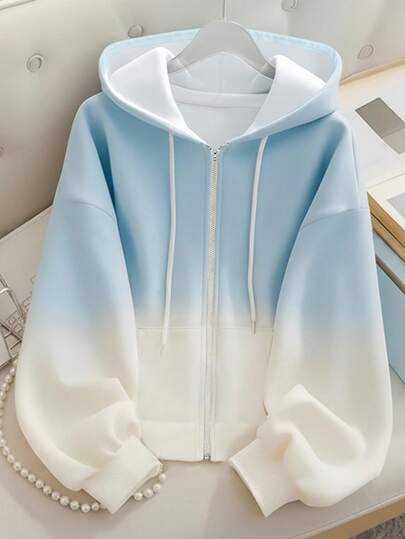 Resyla Y2K Ombre Plus Size Women Hooded Long Sleeve Cardigan Jacket