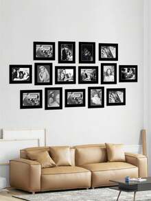 15pcs Black (With Backing Board) Minimalist & Elegant Corridor Wall Decor Memorial Paper Photo Frame Wall Hanging (Paper Product) - Multicolor - View 26