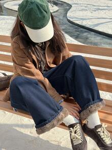 DAZY Tween Girls Thermal Lined Denim Jeans, Fall - Blue - View 4