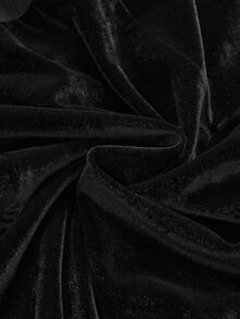 ROMWE Grunge Punk Dark Cross Wing Angel Sexy Goth Velvet Vintage Women Hoodie And Pants 2 Pieces Set - Black - View 6