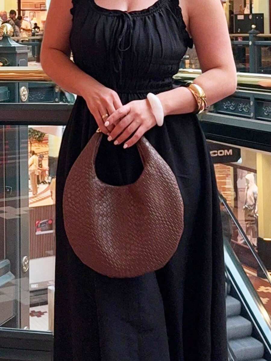 Jeta Ari PU LEATHER TEXTURE HANDBAG - Coffee - View 1