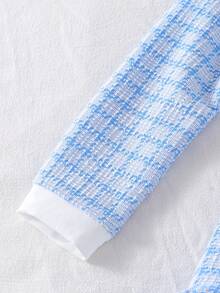 SHEIN Tween Girl Casual Collegiate Striped Pattern Colorblock Big Bow Decor Pleated Hem Fitted Dress