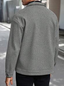 Manfinity Homme Men's Long Sleeve Loose Single Breasted Leisure Overcoat, Suitable For Autumn & Winter - Grey - View 2