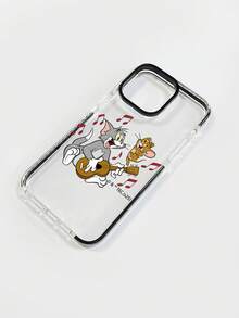 TOM & JERRY X SHEIN 透明卡通猫鼠图案手机壳，饰有音符，可爱复古风格，卡通迷必备，兼容，日常使用及送礼皆宜。手机壳兼容 13/16/15 Pro Max/16 Pro Max。 - 無色 - 查看 6