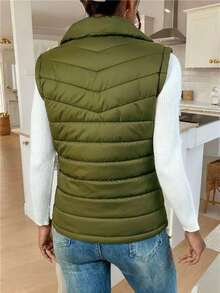 Chaleco de algodón ligero y cálido para mujeres - Verde Oscuro - Ver 2