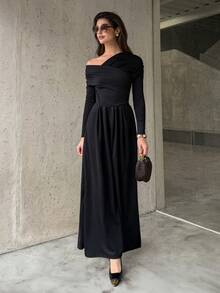 Firerie Bộ đồ liền thân ống rộng bó sát vai bất đối xứng màu trơn dành cho nữ, quần ống rộng thanh lịch, gợi cảm, trang phục công sở, xuân thu đông, đi làm, thanh lịch, gợi cảm, lễ hội âm nhạc, lãng mạn, hẹn hò, tiệc tùng, mùa cưới, khiêu vũ tốt nghiệp, trang phục biểu diễn, hòa nhạc, trang phục làm việc - màu đen - Xem 7