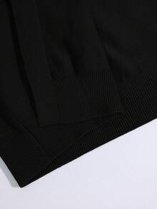 Momance 女士宽松针织套装，纯色上衣，前系带设计，秋冬开衫毛衣外套搭配纯色毛衣和裤子，孕妇毛衣套装 - 黑色 - 查看 9