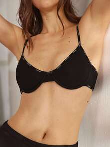 Ocili Seamless Bra With Underwire, Soft Cotton, Letter Design For Women - Black - View 7