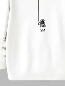 EASEVO Men's Fashionable Casual Front Print Pullover Pullover Sweatshirt Men Graphic Hoodies White Graphic Sweatshirt Men Hoodies Pullovers Mens Sweatshirts Cartoon Graphic Sweatshirt - White - View 5