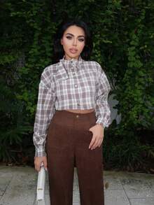 Durrani Popal High Waisted Straight-Leg Pants - Brown - View 4