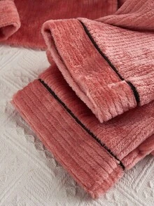 Girls Pajamas, Lotus Root Pink, New Minimalist Fashion Heart Embroidery Long Sleeve & Long Pants 2 Pieces Sleepwear Set Backto SchoolFashion Soft Pajama Set Fall Winter - Coral Pink - View 5