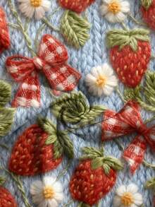 女士草莓花卉印花长袖T恤 - 彩色 - 查看 3