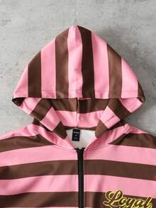 ROMWE MEN Street Life Men's Casual Striped Zip-Up Hooded Sweatshirt, Autumn - Multicolor - View 5